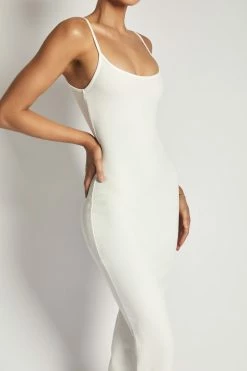 ROM Alexis Ribbed Cami Midi Dress - White DRESSES