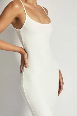 ROM Alexis Ribbed Cami Midi Dress - White DRESSES