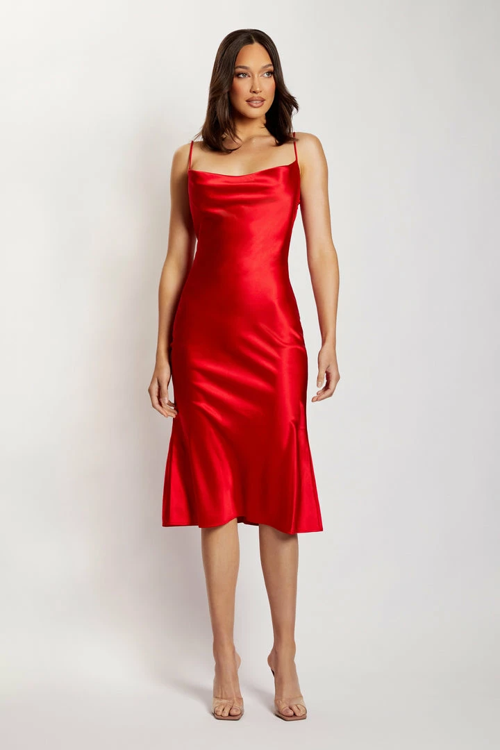 ROM Tabitha Cowl Neck Midi Dress - Red 5 ROM Tabitha Cowl Neck Midi Dress - Red