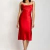 ROM Tabitha Cowl Neck Midi Dress - Red