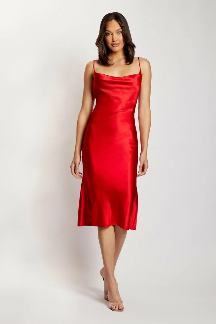 ROM Tabitha Cowl Neck Midi Dress - Red 1 ROM Tabitha Cowl Neck Midi Dress - Red