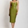 LCH DRESSES Siobhan Cut Out Faux Leather Midi Dress - Green