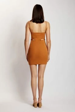 WXI DRESSES Louisa Slinky Knit Binding Mini Dress - Biscuit