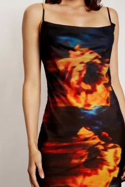 ROM DRESSES Cleo Printed Chiffon Cowl Neck Mini Dress - Abstract Floral