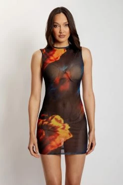 ROM Bonnie Sleeveless Mini Dress - Abstract Floral