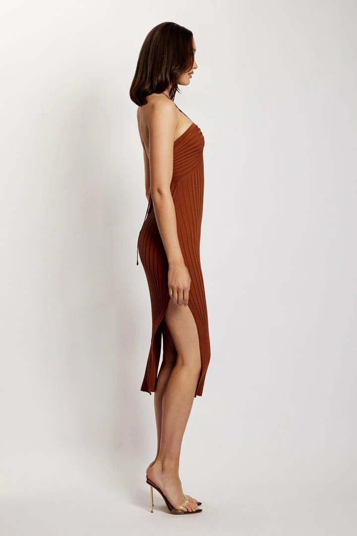 EMS Lori Ruched Front Knit Midi Dress - Chocolate 9 EMS Lori Ruched Front Knit Midi Dress - Chocolate