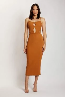 WXI Abbey Maxi Cut Out Dress - Biscuit