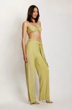 ROM Two Piece Sets Esther Wrap Over Straight Leg Pants - Green Shimmer 12 ROM Two Piece Sets Esther Wrap Over Straight Leg Pants - Green Shimmer