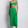 QNG Elouise Linen Midi Skirt - Green