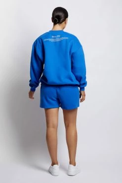 QNG Jaz Oversized Fleeceback Crew Neck Jumper - Cobalt Blue Unisex