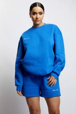 QNG Parker Oversized Fleeceback Track Short - Cobalt Blue