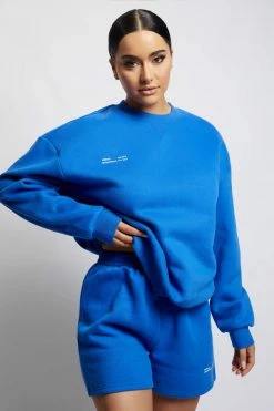 QNG Parker Oversized Fleeceback Track Short - Cobalt Blue