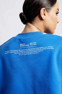 QNG Jaz Oversized Fleeceback Crew Neck Jumper - Cobalt Blue Unisex