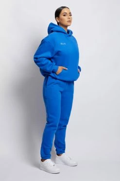 QNG Bree Oversized Fleeceback Hoodie - Cobalt Blue Unisex