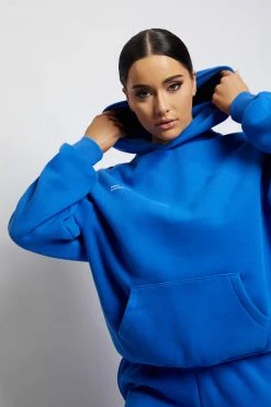 QNG Bree Oversized Fleeceback Hoodie - Cobalt Blue Unisex