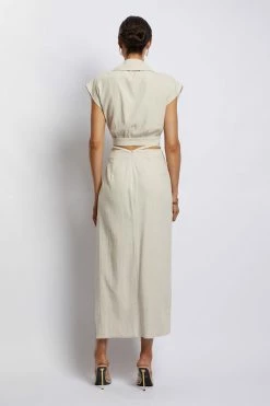 QNG Elouise Linen Midi Skirt - Natural All Bottoms