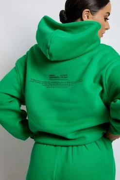 QNG Bree Oversized Fleeceback Hoodie - Bright Green