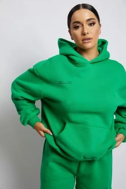 QNG Bree Oversized Fleeceback Hoodie - Bright Green