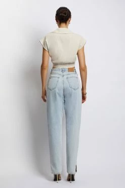 WNT Tegan Twist Front Grow On Sleeve Linen Crop Top - Natural 18 WNT Tegan Twist Front Grow On Sleeve Linen Crop Top - Natural