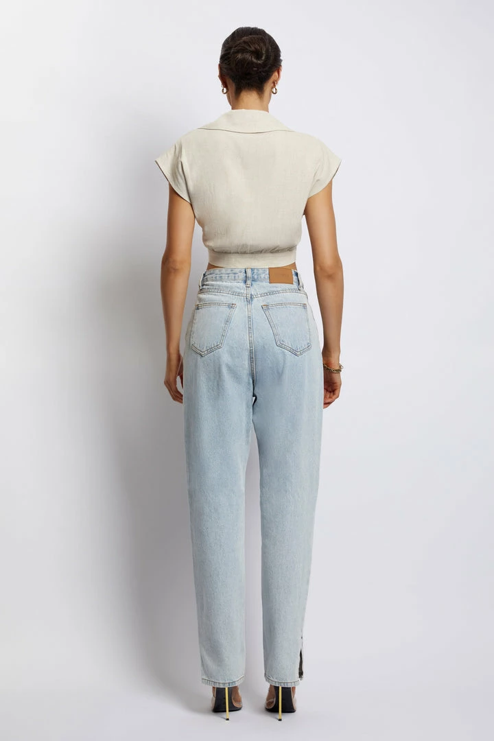 WNT Tegan Twist Front Grow On Sleeve Linen Crop Top - Natural 9 WNT Tegan Twist Front Grow On Sleeve Linen Crop Top - Natural