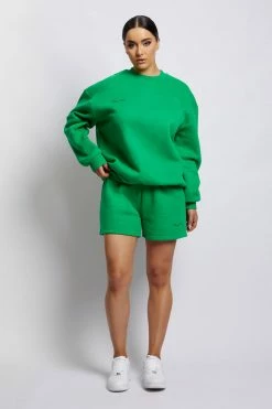 QNG Sweaters & Hoodies Parker Oversized Fleeceback Track Short - Bright Green