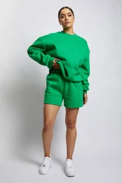 QNG Sweaters & Hoodies Parker Oversized Fleeceback Track Short - Bright Green