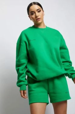 QNG Jaz Oversized Fleeceback Crew Neck Jumper - Bright Green Sweaters & Hoodies 21 QNG Jaz Oversized Fleeceback Crew Neck Jumper - Bright Green Sweaters & Hoodies