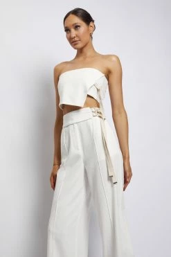 HSH All Bottoms Misa Linen Tie Up Pants - White