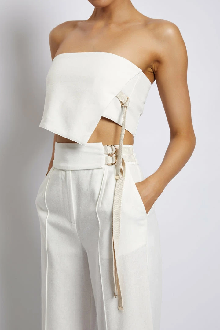 HSH Misa Linen Bandeau Crop Top - White 1 HSH Misa Linen Bandeau Crop Top - White