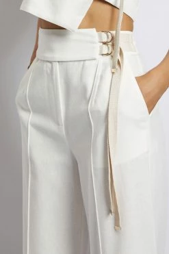 HSH All Bottoms Misa Linen Tie Up Pants - White