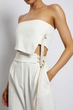 HSH Misa Linen Bandeau Crop Top - White 13 HSH Misa Linen Bandeau Crop Top - White