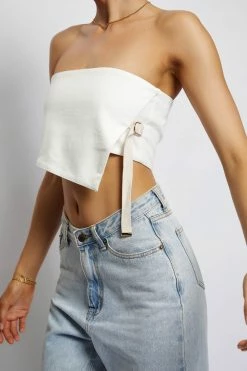 HSH Misa Linen Bandeau Crop Top - White 15 HSH Misa Linen Bandeau Crop Top - White