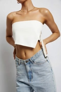 HSH Misa Linen Bandeau Crop Top - White 17 HSH Misa Linen Bandeau Crop Top - White