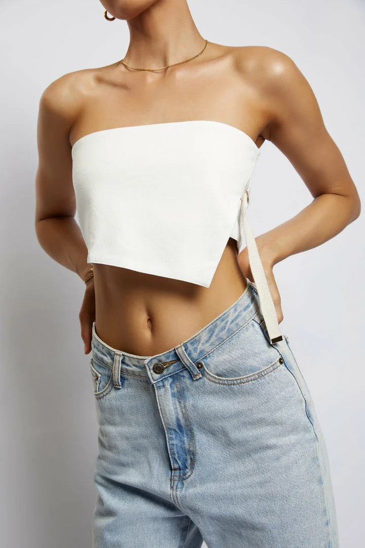 HSH Misa Linen Bandeau Crop Top - White 8 HSH Misa Linen Bandeau Crop Top - White