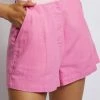 ROM All Bottoms Yalda Contrast Panel Linen Shorts - Candy Pink