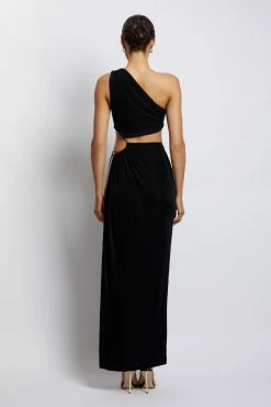 BSD Paige Ruched Side Cut Out Maxi Dress - Black