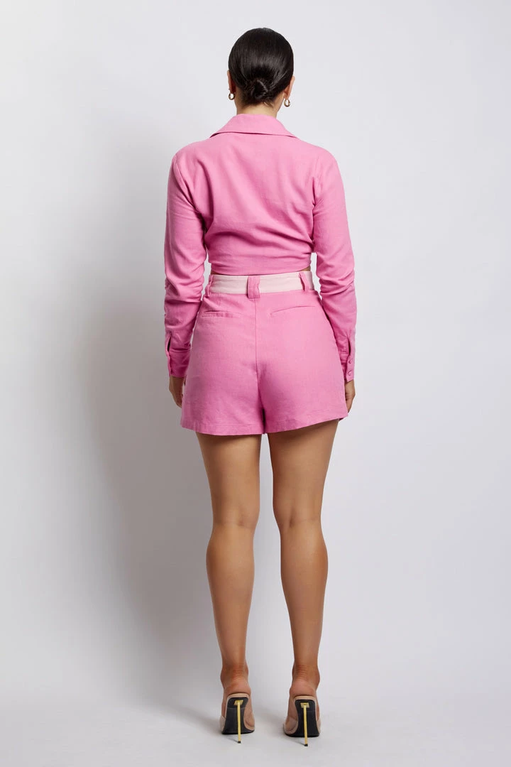 WNT Priscilla Tie Front Linen Crop Top - Candy Pink All Tops 11 WNT Priscilla Tie Front Linen Crop Top - Candy Pink All Tops