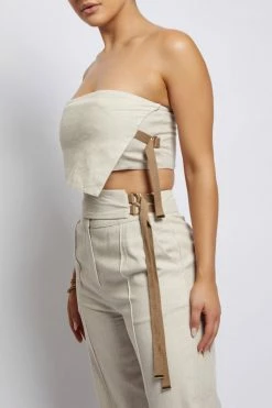 HSH Misa Linen Bandeau Crop Top - Natural All Tops