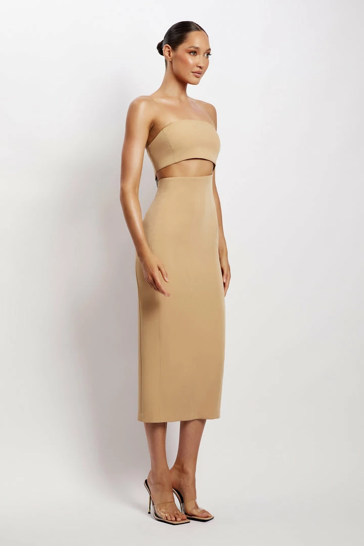 WNT DRESSES Diana Cut Out Midi Dress - Camel 6 WNT DRESSES Diana Cut Out Midi Dress - Camel