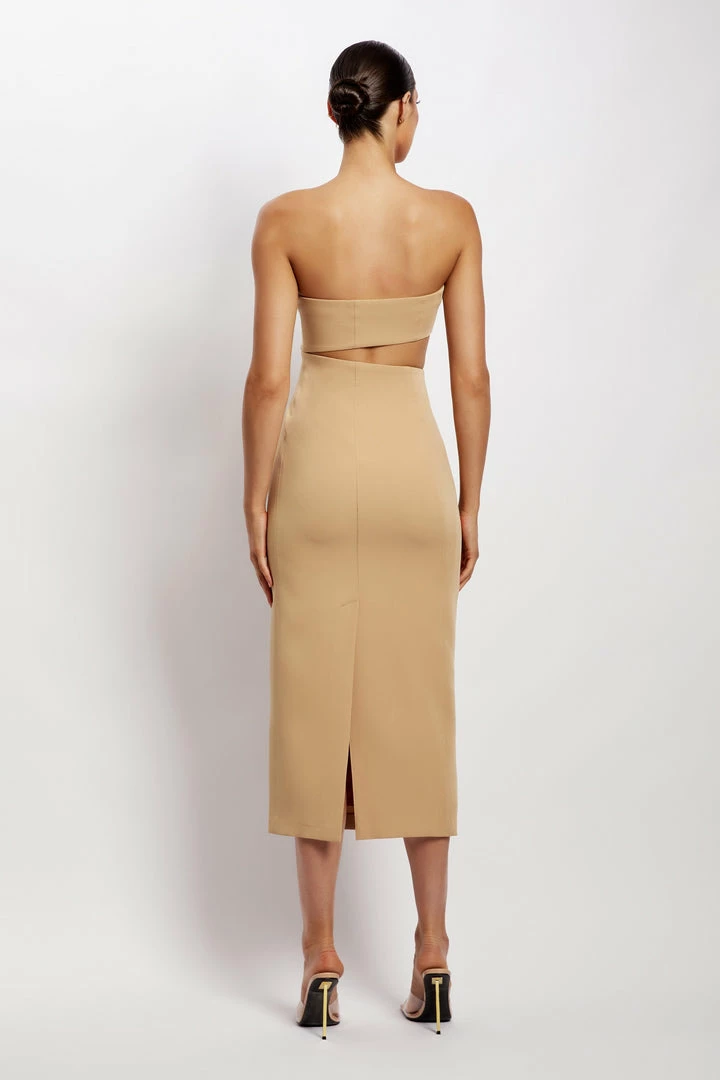 WNT DRESSES Diana Cut Out Midi Dress - Camel 2 WNT DRESSES Diana Cut Out Midi Dress - Camel