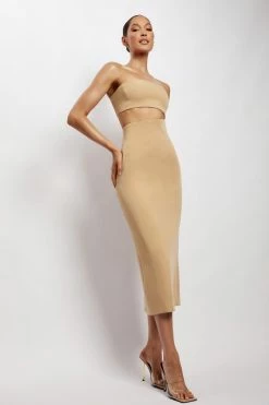 WNT DRESSES Diana Cut Out Midi Dress - Camel 17 WNT DRESSES Diana Cut Out Midi Dress - Camel