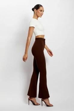 ROM Zendaya Highwaisted Flare Pants - Chocolate All Bottoms