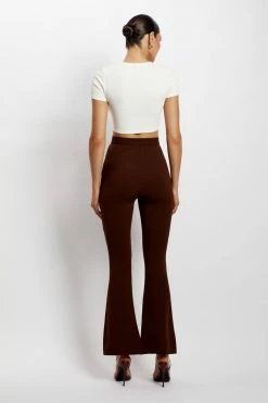 ROM Zendaya Highwaisted Flare Pants - Chocolate All Bottoms