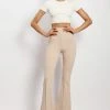 QNG Zendaya Highwaisted Flare Pants - Nude All Bottoms