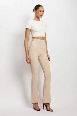 QNG Zendaya Highwaisted Flare Pants - Nude All Bottoms 16 QNG Zendaya Highwaisted Flare Pants - Nude All Bottoms