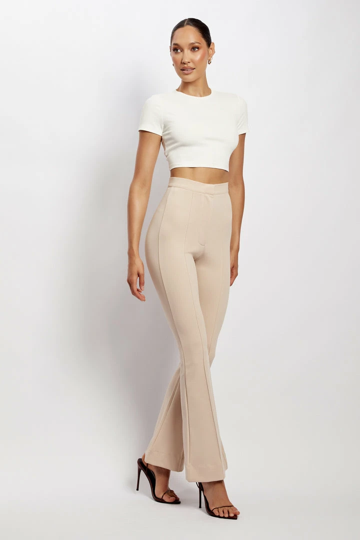 QNG Zendaya Highwaisted Flare Pants - Nude All Bottoms 7 QNG Zendaya Highwaisted Flare Pants - Nude All Bottoms