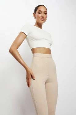 QNG Zendaya Highwaisted Flare Pants - Nude All Bottoms 14 QNG Zendaya Highwaisted Flare Pants - Nude All Bottoms