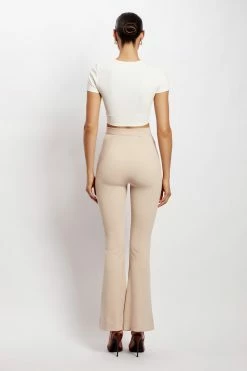 QNG Zendaya Highwaisted Flare Pants - Nude All Bottoms