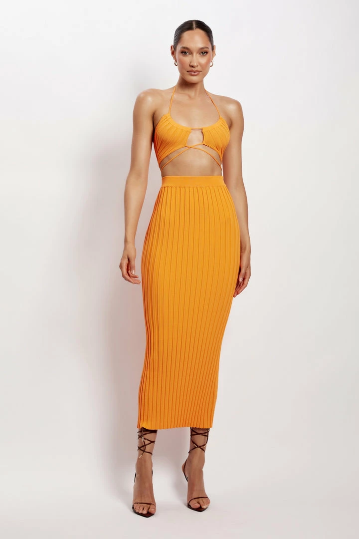 EMS All Tops Stacey Ruched Knit Halter Top - Orange 4 EMS All Tops Stacey Ruched Knit Halter Top - Orange
