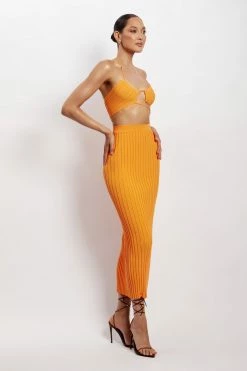 EMS All Tops Stacey Ruched Knit Halter Top - Orange 12 EMS All Tops Stacey Ruched Knit Halter Top - Orange